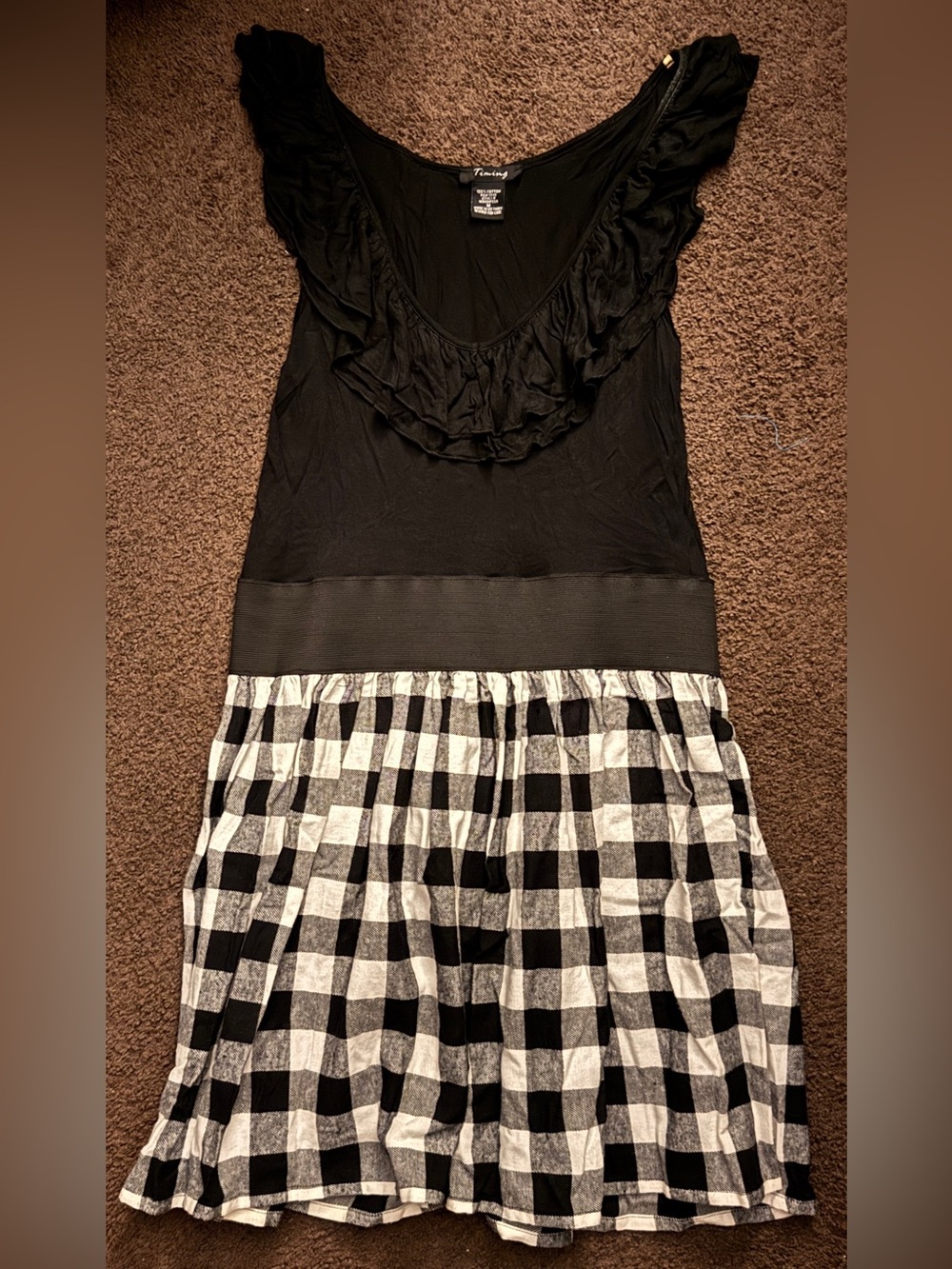 Solid Black & Plaid Dress